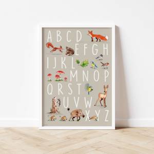 Kinderzimmer-Poster ABC *ABC mit Waldtieren*, ökologischer Druck Bild 1