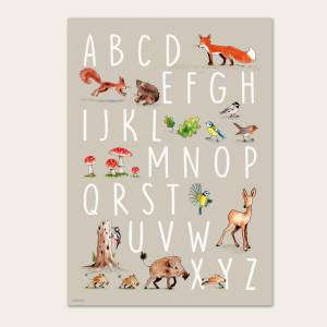 Kinderzimmer-Poster ABC *ABC mit Waldtieren*, ökologischer Druck Bild 2