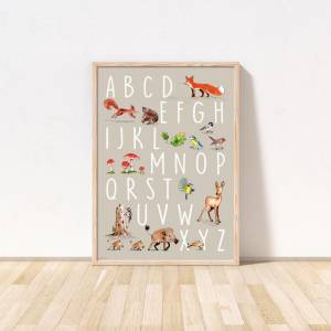 Kinderzimmer-Poster ABC *ABC mit Waldtieren*, ökologischer Druck Bild 3
