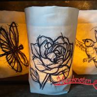 Lichtbeutel, bestickt mit Libelle, Licht, Glas, Windlicht, Kerze, gemütlich ! Bild 2