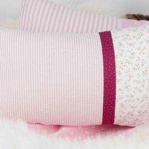 Personalisiertes Kissen zur Geburt oder Taufe, Schaf, rosa, aus Baumwollstoff,  Kuschelkissen, Kinderkissen,Namenskissen Bild 5