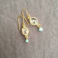 Ohrringe grüner Amethyst und blauer Apatit, Silber vergoldet Bild 7