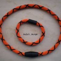 Häkelarmband, gehäkeltes Perlenarmband * Kreuzung einer Orange Bild 2