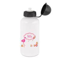 Trinkflasche Aluminium personalisiert mit Namen für Kinder, Mädchen, Motiv Flamingo Bild 1