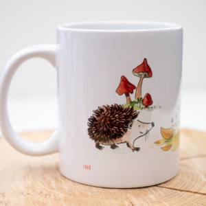 Frühstückstasse mit Igeln und Pilzen, Tasse Personalisierbar, Weihnachtsgeschenk Tasse Bild 5