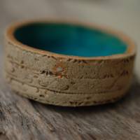 Kleine Schale aus Keramik in Naturtönen und Türkis Bild 4