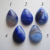 Edelstein Cabochon Achat, gestreift, in Tropfenform, 25 mm x 18 mm, blau ( wählen von Nr.1 bis Nr.5 ) Bild 1