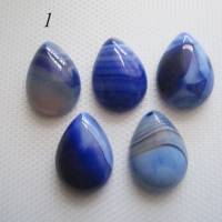 Edelstein Cabochon Achat, gestreift, in Tropfenform, 25 mm x 18 mm, blau ( wählen von Nr.1 bis Nr.5 ) Bild 3