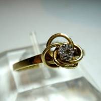 Feiner 585 Gold Knoten Ring mit Diamant RG 63 Bild 1