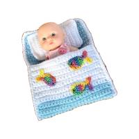 Puppenbettchen - Schlafsack für Puppen ca.15 cm  Regenbogenfische Bild 1