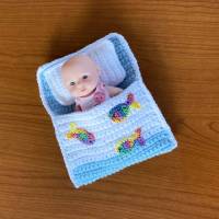 Puppenbettchen - Schlafsack für Puppen ca.15 cm  Regenbogenfische Bild 3