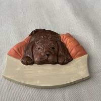 Türschild Hund - 1 Relief ca. 10cm zum selber malen mit Anhänger Bild 1