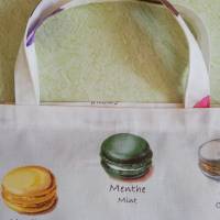 Einkaufstasche, Shopper, mit Macarons - Motiven, Stofftasche, Stoffbeutel, Einkaufsbeutel, Bild 2