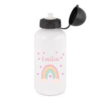 Trinkflasche Aluminium personalisiert mit Namen für Kinder, Mädchen, Motiv Regenbogen Bild 1