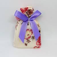 3er-Set Lavendel-Duftsäckchen aus Baumwolle cremefarben mit Blumenmuster Bild 1