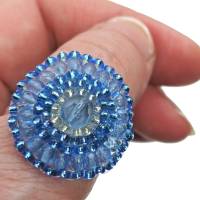 Ring blau pastell 25mm candy colour XS bis XXL verstellbar handgefertigt Glasperlen Unikat boho Bild 1