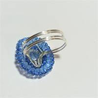 Ring blau pastell 25mm candy colour XS bis XXL verstellbar handgefertigt Glasperlen Unikat boho Bild 10