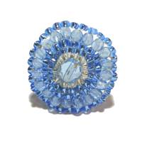 Ring blau pastell 25mm candy colour XS bis XXL verstellbar handgefertigt Glasperlen Unikat boho Bild 2