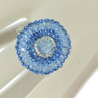 Ring blau pastell 25mm candy colour XS bis XXL verstellbar handgefertigt Glasperlen Unikat boho Bild 3