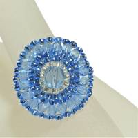 Ring blau pastell 25mm candy colour XS bis XXL verstellbar handgefertigt Glasperlen Unikat boho Bild 4