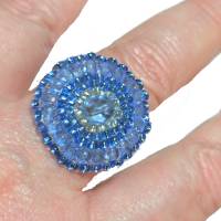 Ring blau pastell 25mm candy colour XS bis XXL verstellbar handgefertigt Glasperlen Unikat boho Bild 5