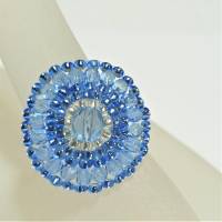 Ring blau pastell 25mm candy colour XS bis XXL verstellbar handgefertigt Glasperlen Unikat boho Bild 7
