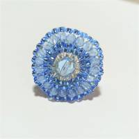 Ring blau pastell 25mm candy colour XS bis XXL verstellbar handgefertigt Glasperlen Unikat boho Bild 8