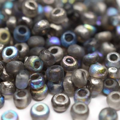 10g 6/0 Czech Seed Beads | Etched Graphite Rainbow