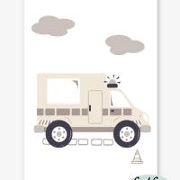 3er Set Kinderzimmerbilder Feuerwehrauto, Polizeiauto, Krankenwagen mit oder ohne Namen/ A4 weiß beige Bild 8