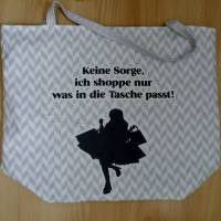 Shopper Bag XXL / Canvastasche / Yogatasche / Weekender / Strandtasche / Baumwolltasche / gefüttert / Grau / Schwarz Bild 5