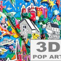 Monschau Eifel Burg Monschau 3D Pop Art Bild souvenir geschenke personalisierbar bunt Bild 1