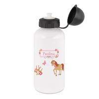 Trinkflasche Aluminium personalisiert mit Namen für Kinder, Mädchen, Motiv Pony/Pferd Bild 1