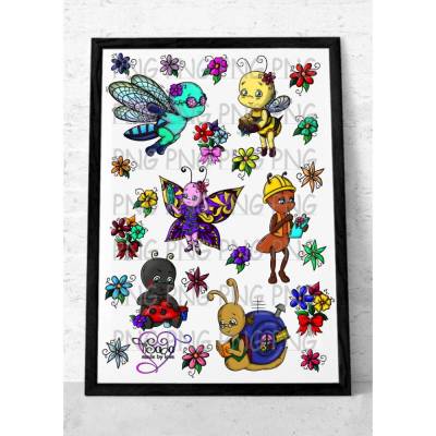 Plotterdatei und DigiStamp Bundle "Frühlingsfreunde" ,SVG, DXF, PNG, inkl. Digipapier und Sprüchen