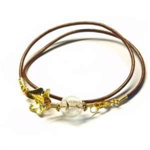 Armreifen nach Wahl echte Pusteblume Glas Armband Leder bronze silber golden Bild 3