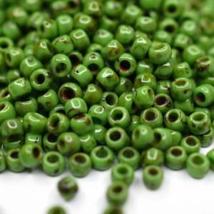 10g 11/0 TOHO Seed Beads | HYBRID Opaque Mint Green - Picasso Bild 1