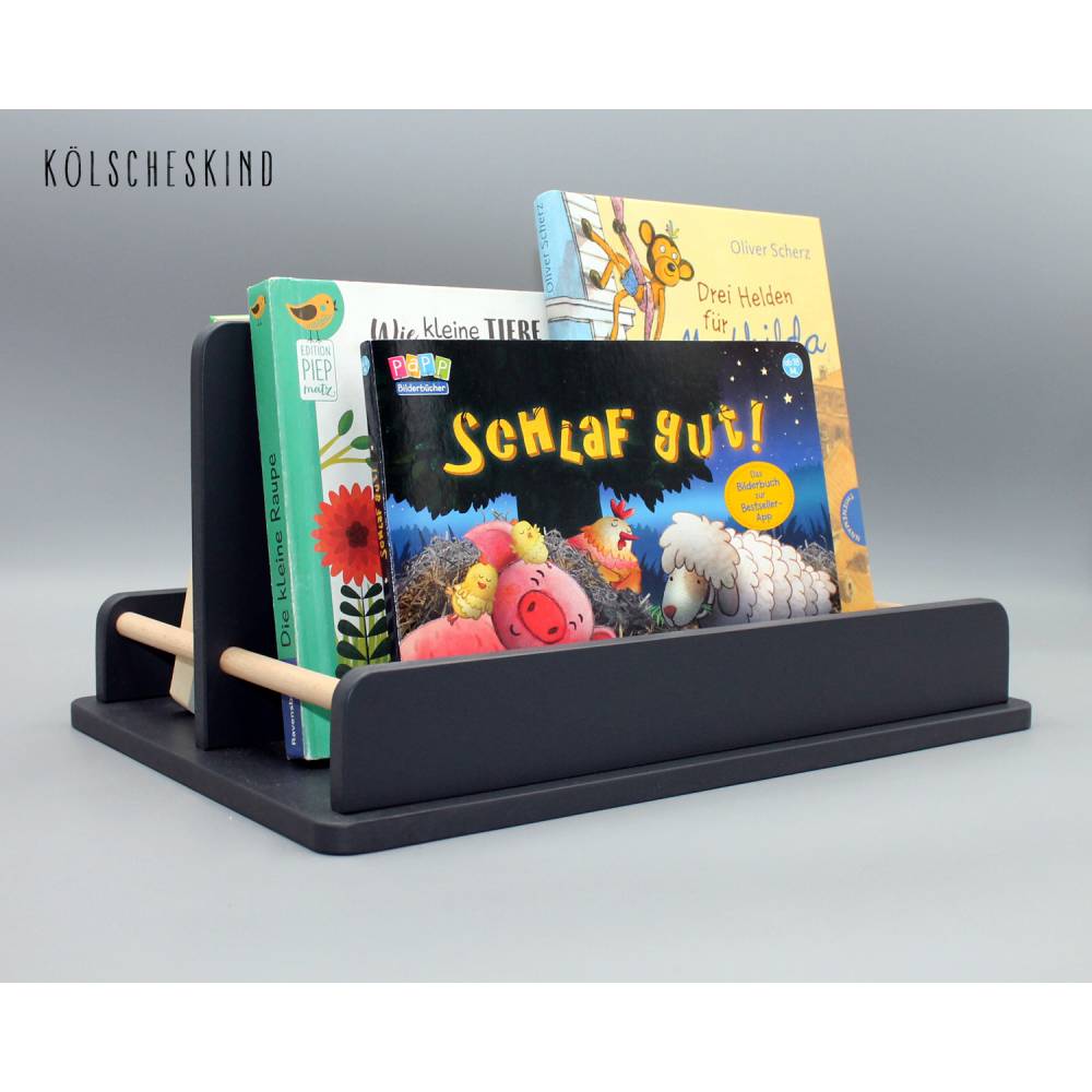 Bücherregal Stand Regal montessori - für Kinder anthrazit Standregal zum Hinstellen, Kinderregal, skandinavisch Bild 1
