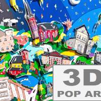 Eschweiler 3D pop art bild bunte personalisierte souvenirs geschenke wandbild gerahmt 3dbild Bild 1
