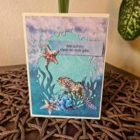 Geburtstagskarte - Schildkröte - Wie schön,das es dich gibt - Seesterne Bild 2
