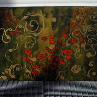 Acrylbild ZAUBERMOHN Acrylmalerei Gemälde auf einem Keilrahmen abstrakte Kunst Wanddekoration Collage Mohnblumen Bild 2