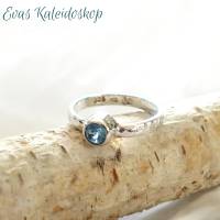 Schmaler Sterlingsilber Ring mit leuchtendem Blautopas Bild 3