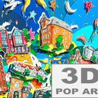 Geilenkirchen 3D Pop Art Bild Burg Trips Geschenk personalisierbar gerahmt Bild 1