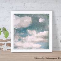 NACHTHIMMEL Mond Wolken Leinwandbild Kunstdruck Holzdruck Wanddeko Landhausstil Shabby Chic Vintage Style online kaufen Bild 1