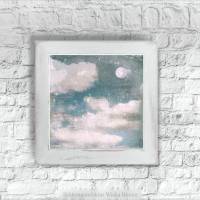 NACHTHIMMEL Mond Wolken Leinwandbild Kunstdruck Holzdruck Wanddeko Landhausstil Shabby Chic Vintage Style online kaufen Bild 2