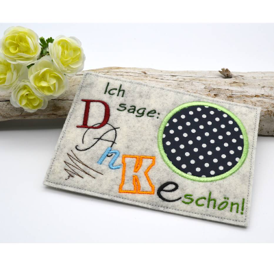 Stickdatei Danke Mug Rug Tassenteppich