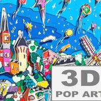 Mechernich Eifel 3D pop art Bild gerahmt Burg Satzvey personalisierte geschenke souvenirs Bild 1