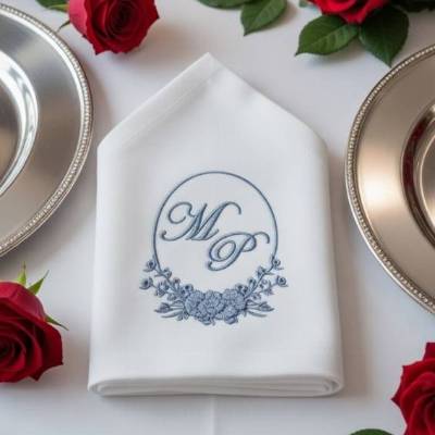 Edle Stoffservietten mit Monogramm