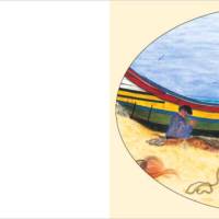 Kunst–Doppelkarte - „Algarvefischer“ – oval - bewusst ohne Textvorgabe - Design Ulrike Kröll. Bild 2