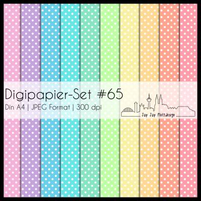 Digipapier Set #65 (Polkadots) in Pastellfarben zum drucken, plotten, scrappen, basteln & mehr