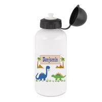 Trinkflasche Aluminium personalisiert mit Namen für Kinder, Jungen, Motiv Dinosaurier Bild 1