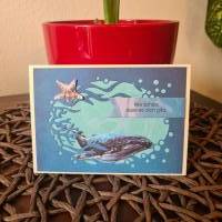 Geburtstagskarte - Wal - Wie schön,das es dich gibt - Seestern Bild 1